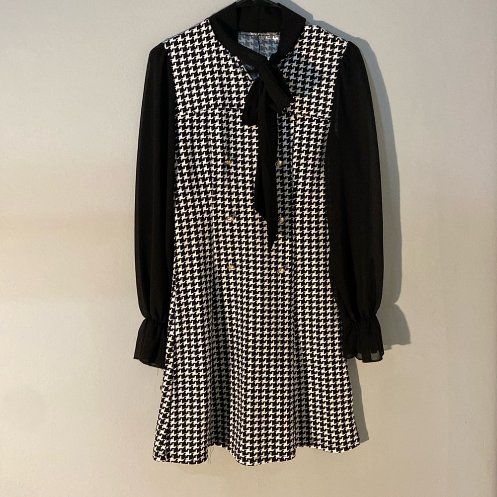 Shein XS Houndstooth Black/White Dress
